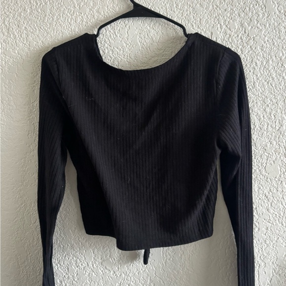 Black Ruched Long Sleeve Top - Picture 4 of 4